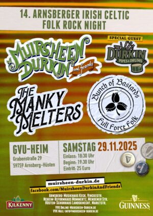 Das Poster zur Irish Celtic Folk Punk Night 2025